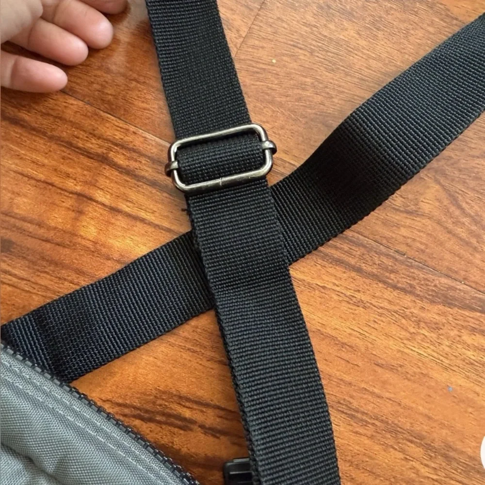 Gray Crossbody Bag with Black Strap